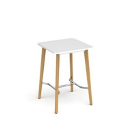 Saxon square poseur worktable with 4 oak legs 800mm - white