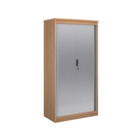 Systems horizontal tambour door cupboard 2000mm high - beech