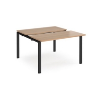 Adapt sliding top back to back desks 1200mm x 1200mm - black frame and beech top