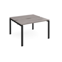 Adapt sliding top back to back desks 1200mm x 1200mm - black frame and grey oak top