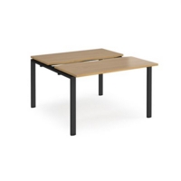 Adapt sliding top back to back desks 1200mm x 1200mm - black frame and oak top