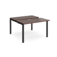 Adapt sliding top back to back desks 1200mm x 1200mm - black frame and walnut top