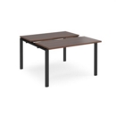 Adapt sliding top back to back desks 1200mm x 1200mm - black frame and walnut top