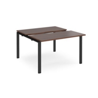 Adapt sliding top back to back desks 1200mm x 1200mm - black frame and walnut top