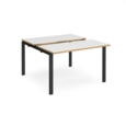 Adapt sliding top back to back desks 1200mm x 1200mm - black frame and white top with oak edging