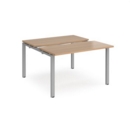 Adapt sliding top back to back desks 1200mm x 1200mm - silver frame and beech top
