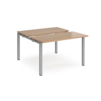 Adapt sliding top back to back desks 1200mm x 1200mm - silver frame and beech top