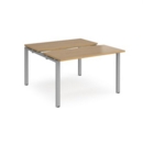 Adapt sliding top back to back desks 1200mm x 1200mm - silver frame and oak top