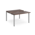 Adapt sliding top back to back desks 1200mm x 1200mm - silver frame and walnut top