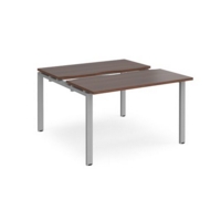 Adapt sliding top back to back desks 1200mm x 1200mm - silver frame and walnut top