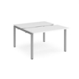 Adapt sliding top back to back desks 1200mm x 1200mm - silver frame and white top