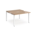 Adapt sliding top back to back desks 1200mm x 1200mm - white frame and beech top