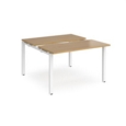 Adapt sliding top back to back desks 1200mm x 1200mm - white frame and oak top