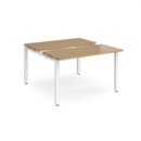 Adapt sliding top back to back desks 1200mm x 1200mm - white frame and oak top
