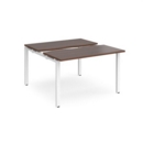Adapt sliding top back to back desks 1200mm x 1200mm - white frame and walnut top