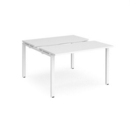Adapt sliding top back to back desks 1200mm x 1200mm - white frame and white top