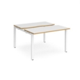 Adapt sliding top back to back desks 1200mm x 1200mm - white frame and white top with oak edging