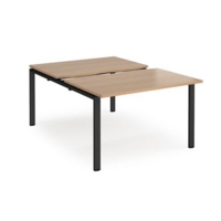 Adapt sliding top back to back desks 1200mm x 1600mm - black frame and beech top