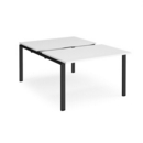 Adapt sliding top back to back desks 1200mm x 1600mm - black frame and white top