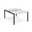 Adapt sliding top back to back desks 1200mm x 1600mm - black frame and white top with oak edging