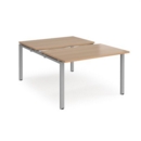Adapt sliding top back to back desks 1200mm x 1600mm - silver frame and beech top