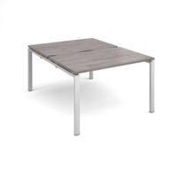 Adapt sliding top back to back desks 1200mm x 1600mm - silver frame and grey oak top
