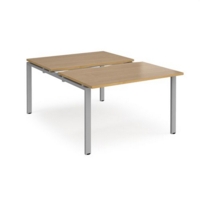 Adapt sliding top back to back desks 1200mm x 1600mm - silver frame and oak top