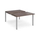 Adapt sliding top back to back desks 1200mm x 1600mm - silver frame and walnut top