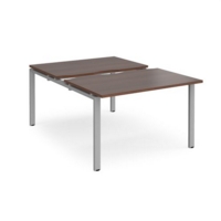 Adapt sliding top back to back desks 1200mm x 1600mm - silver frame and walnut top
