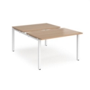 Adapt sliding top back to back desks 1200mm x 1600mm - white frame and beech top