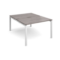 Adapt sliding top back to back desks 1200mm x 1600mm - white frame and grey oak top