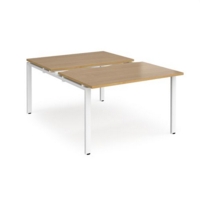 Adapt sliding top back to back desks 1200mm x 1600mm - white frame and oak top