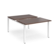 Adapt sliding top back to back desks 1200mm x 1600mm - white frame and walnut top