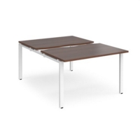 Adapt sliding top back to back desks 1200mm x 1600mm - white frame and walnut top