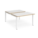 Adapt sliding top back to back desks 1200mm x 1600mm - white frame and white top with oak edging