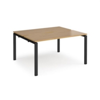 Adapt sliding top back to back desks 1400mm x 1200mm - black frame and oak top
