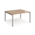 Adapt sliding top back to back desks 1400mm x 1200mm - silver frame and beech top