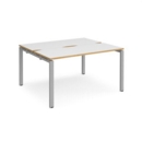 Adapt sliding top starter units back to back 1400mm x 1200mm - silver frame and white top with oak edging