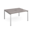 Adapt sliding top back to back desks 1400mm x 1200mm - silver frame and grey oak top