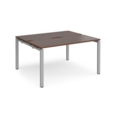 Adapt sliding top back to back desks 1400mm x 1200mm - silver frame and walnut top