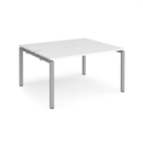 Adapt sliding top back to back desks 1400mm x 1200mm - silver frame and white top