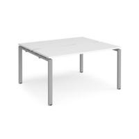 Adapt sliding top back to back desks 1400mm x 1200mm - silver frame and white top