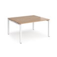 Adapt sliding top back to back desks 1400mm x 1200mm - white frame and beech top