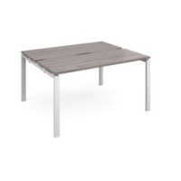 Adapt sliding top back to back desks 1400mm x 1200mm - white frame and grey oak top