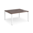 Adapt sliding top back to back desks 1400mm x 1200mm - white frame and walnut top
