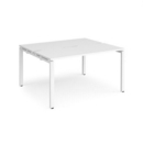 Adapt sliding top back to back desks 1400mm x 1200mm - white frame and white top