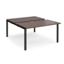 Adapt sliding top back to back desks 1400mm x 1600mm - black frame and walnut top