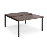 Adapt sliding top back to back desks 1400mm x 1600mm - black frame and walnut top