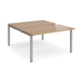 Adapt sliding top back to back desks 1400mm x 1600mm - silver frame and beech top