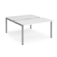Adapt sliding top back to back desks 1400mm x 1600mm - silver frame and white top